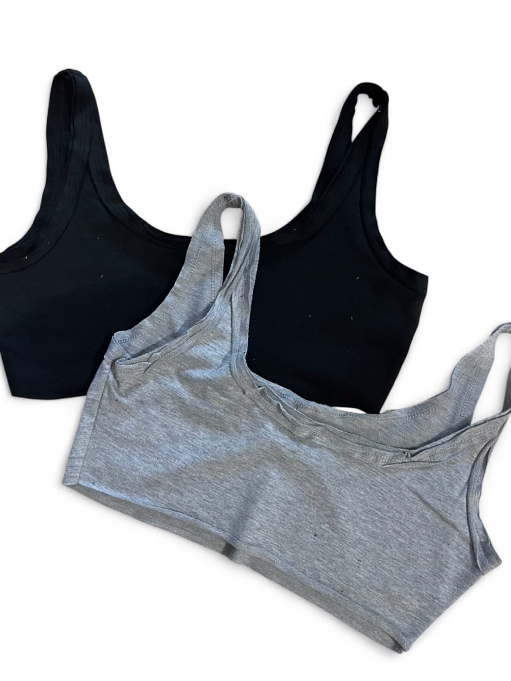 SHEIN Black & Gray Scoop Neck Bralette Tank Tops (2-Pack)